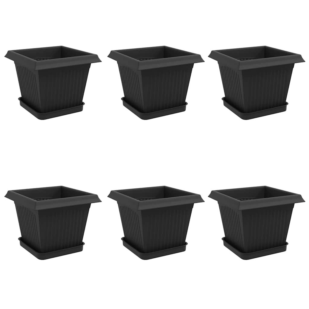 Doniczki 6 pcs Czarny 20 x 20 x 16 cm Z tworzywa sztucznego