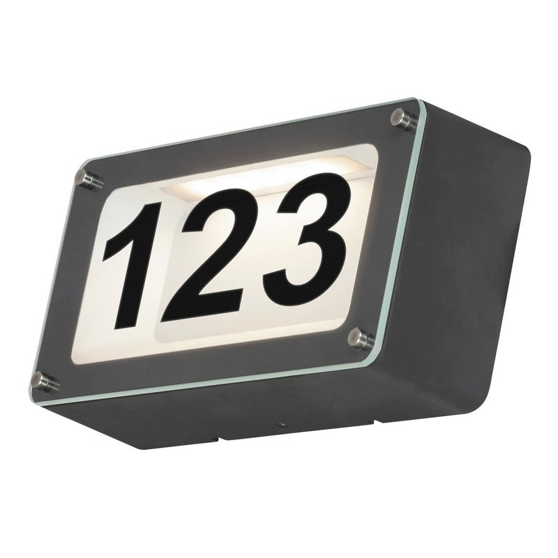 Kinkiet zewnętrzny Numer domu LED 5W 480lm 4000K Antracyt Metal IP54 L242mm