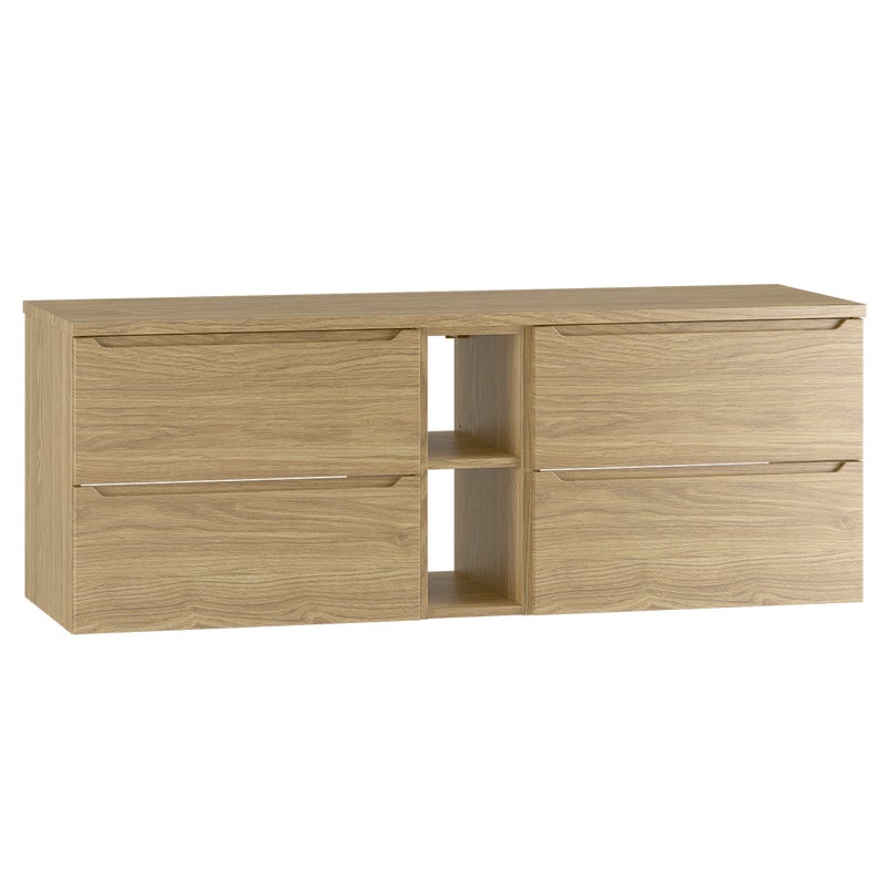 Szafka pod umywalkę 140 cm z 2 przegrodami, blat toaletowy Viggo Bois