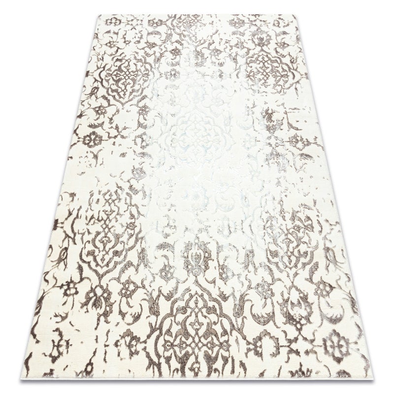 Dywan CORE 247A Ornament Vintage - Strukturalny, dwa poziomy runa, krem / brązowy 140x190 cm