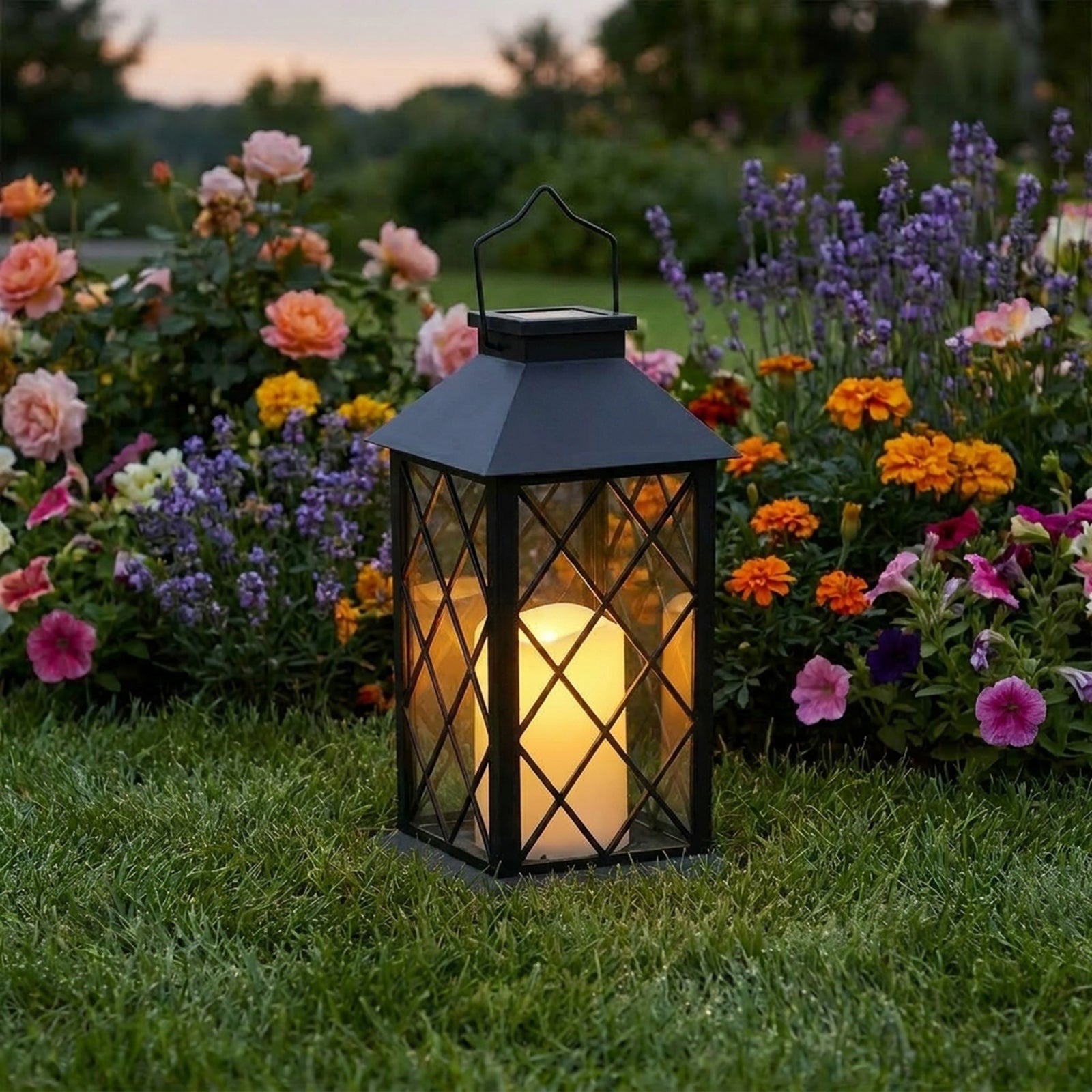 Lampa Solarna Lumiled Ogrodowa LED Stojąca Latarnia IP44 Wisząca Czarna Latarenka 1 szt.