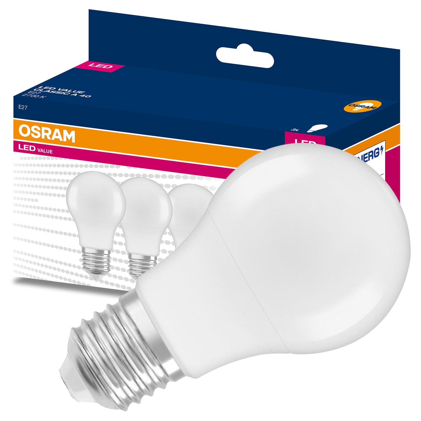 3x Żarówka LED A55 E27 4.9 W = 40 W 470lm 2700K Ciepła biel 200st. VALUE CLASSIC Osram