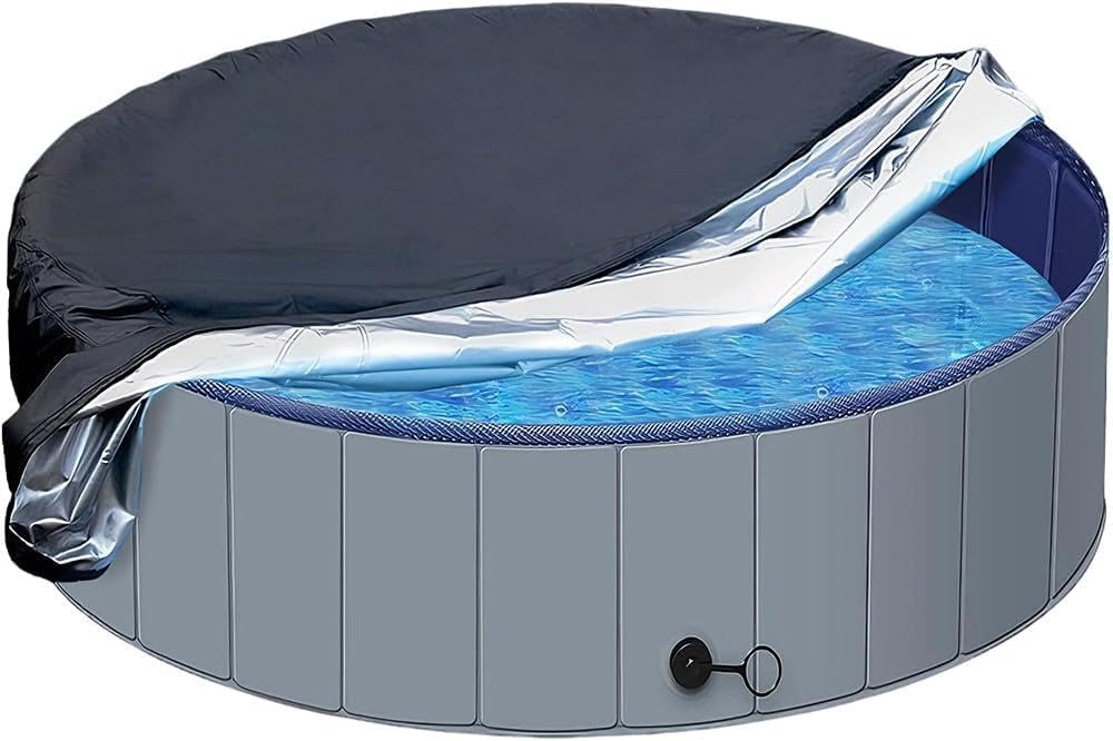 Pokrowiec ochronny na basen lub jacuzzi, 160 x 30 cm, pokrywa na basen dla psa, okrągła pokrywa na basen ze ściągaczem
