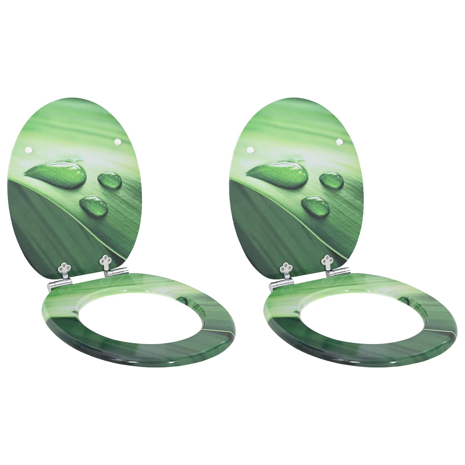 Deska toaletowa z samoodblokowaniem 2 pcs Zielony krople vidaXL