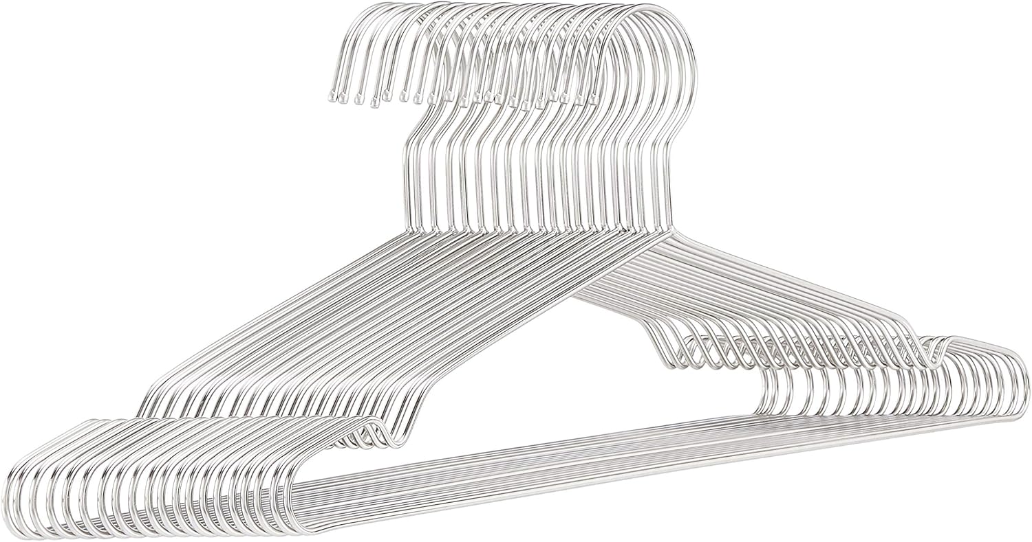 Wieszaki metalowe, 20 sztuk, wieszaki ze stali nierdzewnej 42 cm, wytrzymałe, antypoślizgowe, trwałe i oszczędzające miejsce wieszaki