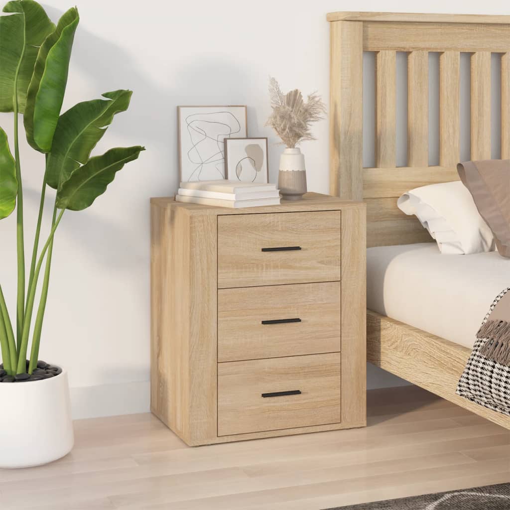 Stolik nocny VidaXL sonoma oak 50x36x60 cm z 3 szufladami