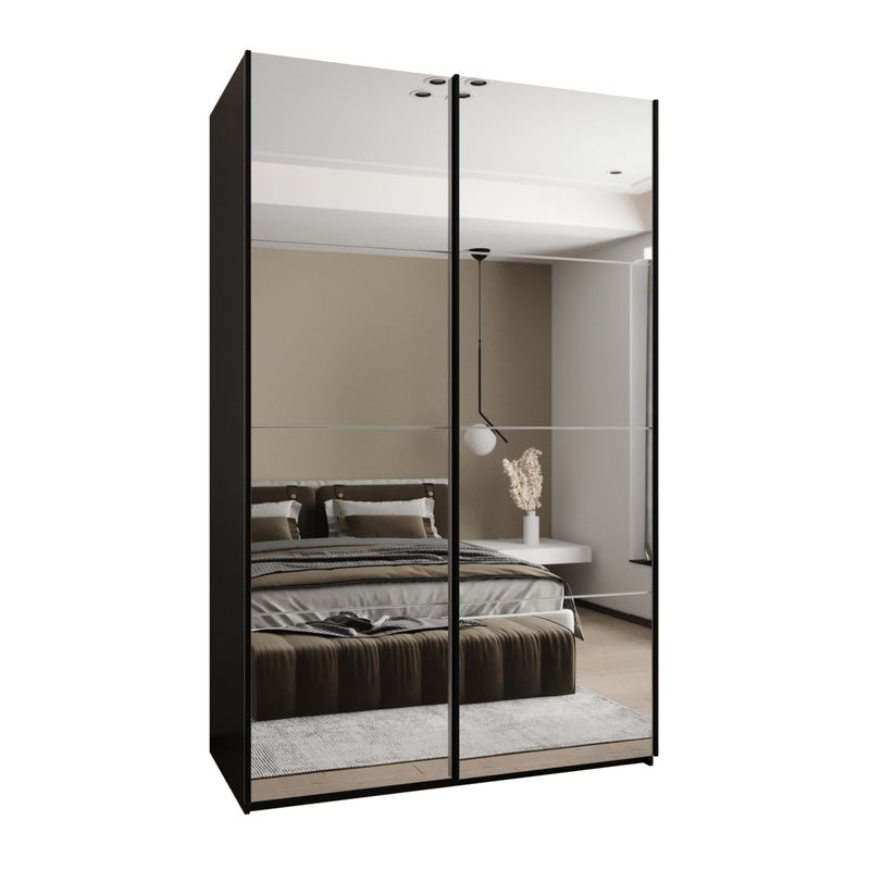 Szafa przesuwna wysoka Lux 2 160 x 64 x 245,5 cm czarny + biały + u. czarny - Abiks Meble
