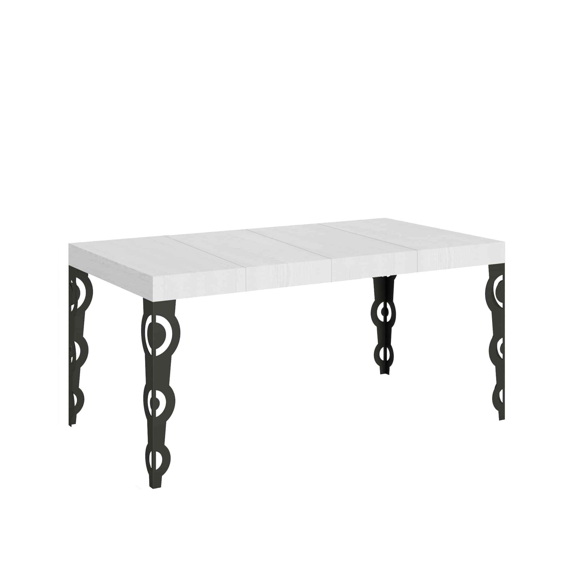 Stół rozkładany 90X140/244 cm Karamay Premium White Ash rama Anthracite