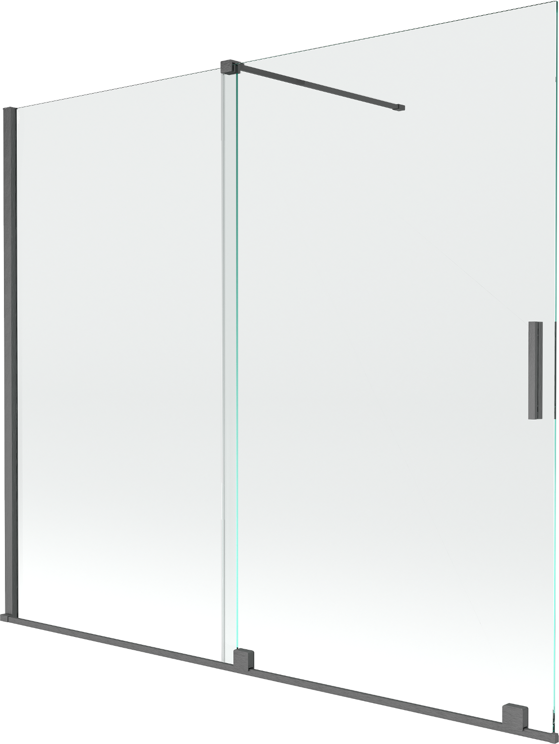 Mexen Velar parawan nawannowy 2-skrzydłowy rozsuwany 180 x 150 cm, transparent, gun gray szczotkowany - 896-180-000-01-66