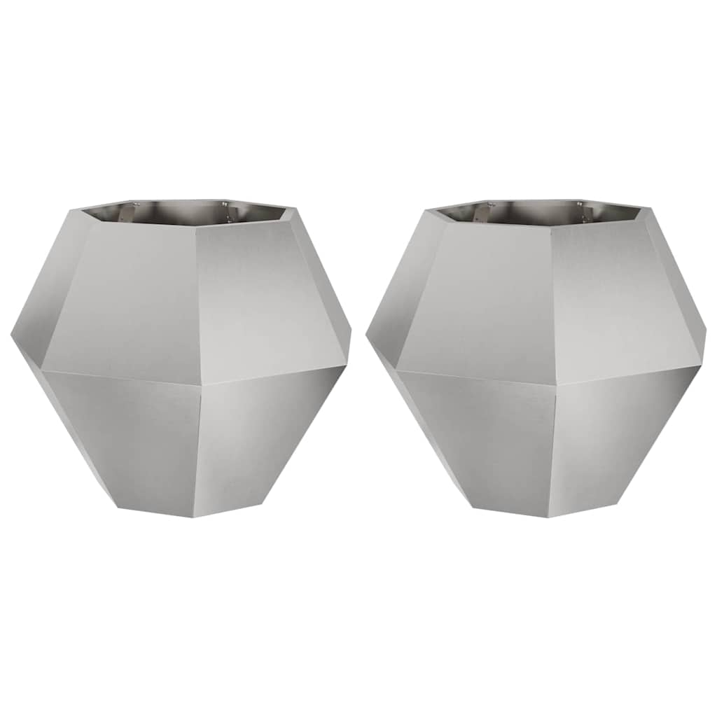Donica 2 szt. Srebrny 75 x 75 x 60 cm Stal nierdzewna