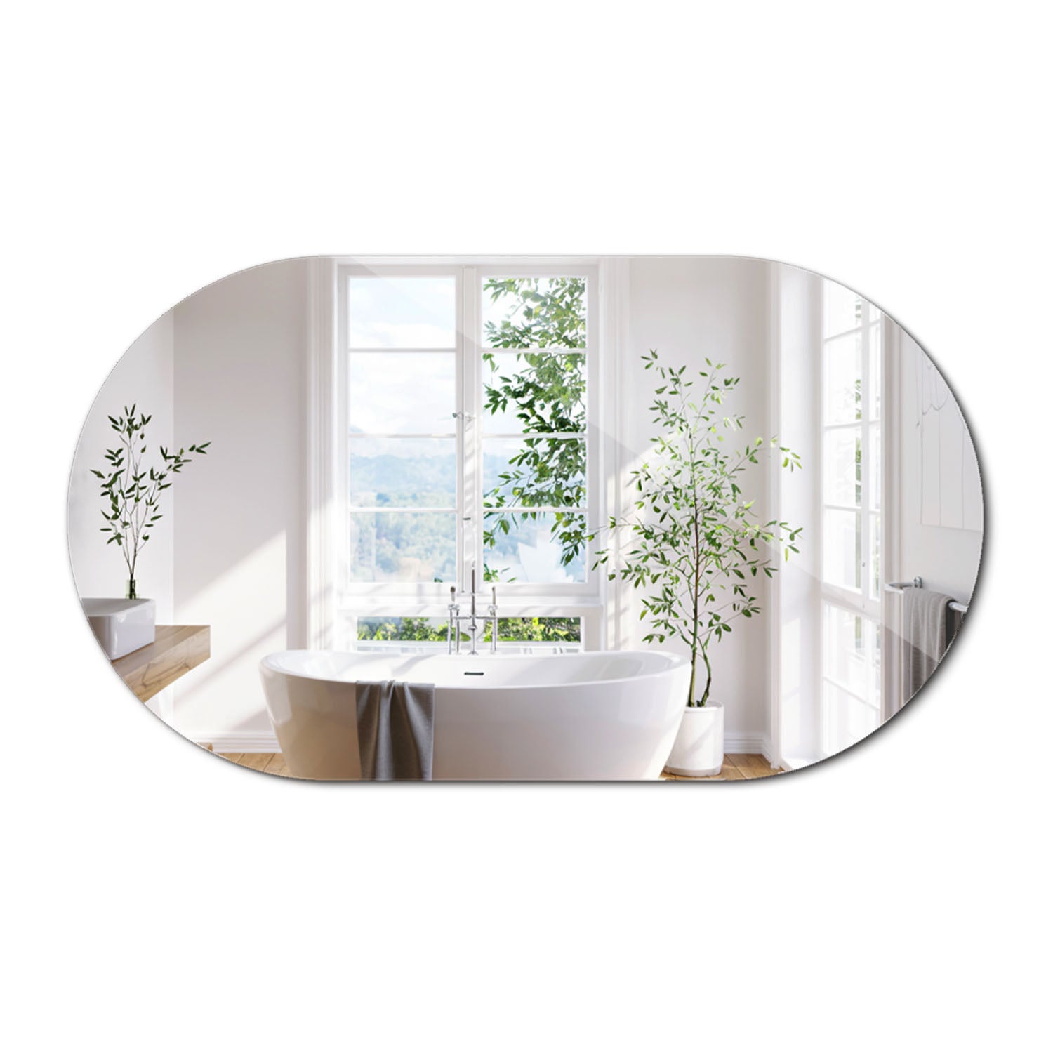 Duże lustro owalne, eleganckie lustro dekoracyjne 58 cm × 100 cm, lustro do korytarza, lustro do przedpokoju, styl nowoczesny, ArtPrintCave