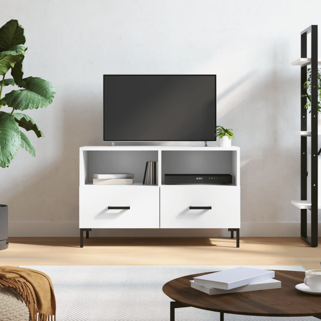 Szafka pod TV, biała, 80x36x50 cm, materiał drewnopochodny