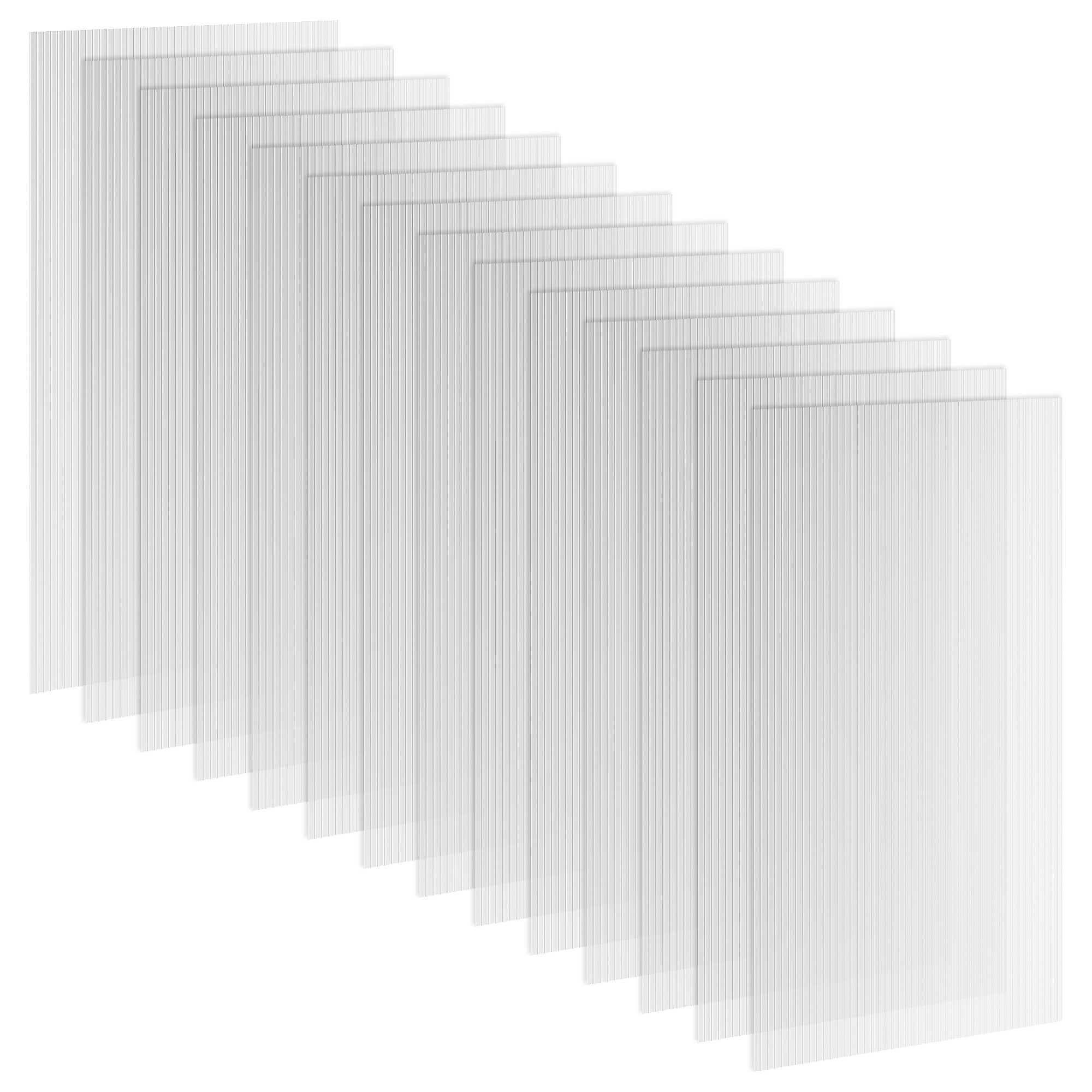 14 arkuszy poliwęglanowych 121x61x0,4 cm, 10 m², przezroczyste, dwuścienne, wodoodporne i UV – panele zamienne do szklarni.