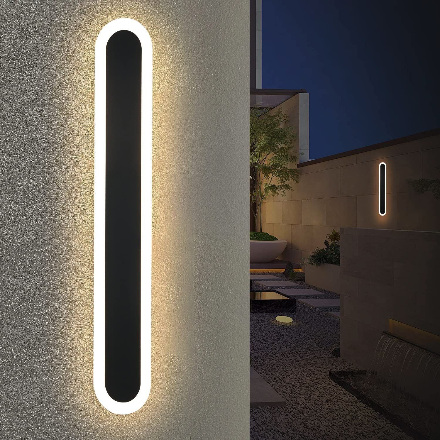 ZMH Nowoczesna wodoodporna czarna lampa ścienna LED do użytku zewnętrznego