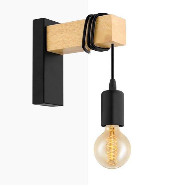 Drewniana lampa ścienna E27