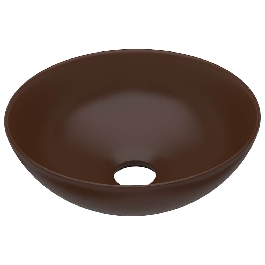 Umywalka Nablatowa Ceramiczna Okrągła Brązowa do Łazienki 28 cm
