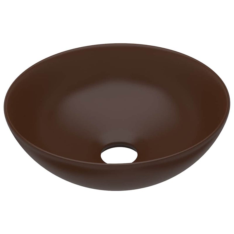 Umywalka Nablatowa Ceramiczna Okrągła Brązowa do Łazienki 28 cm