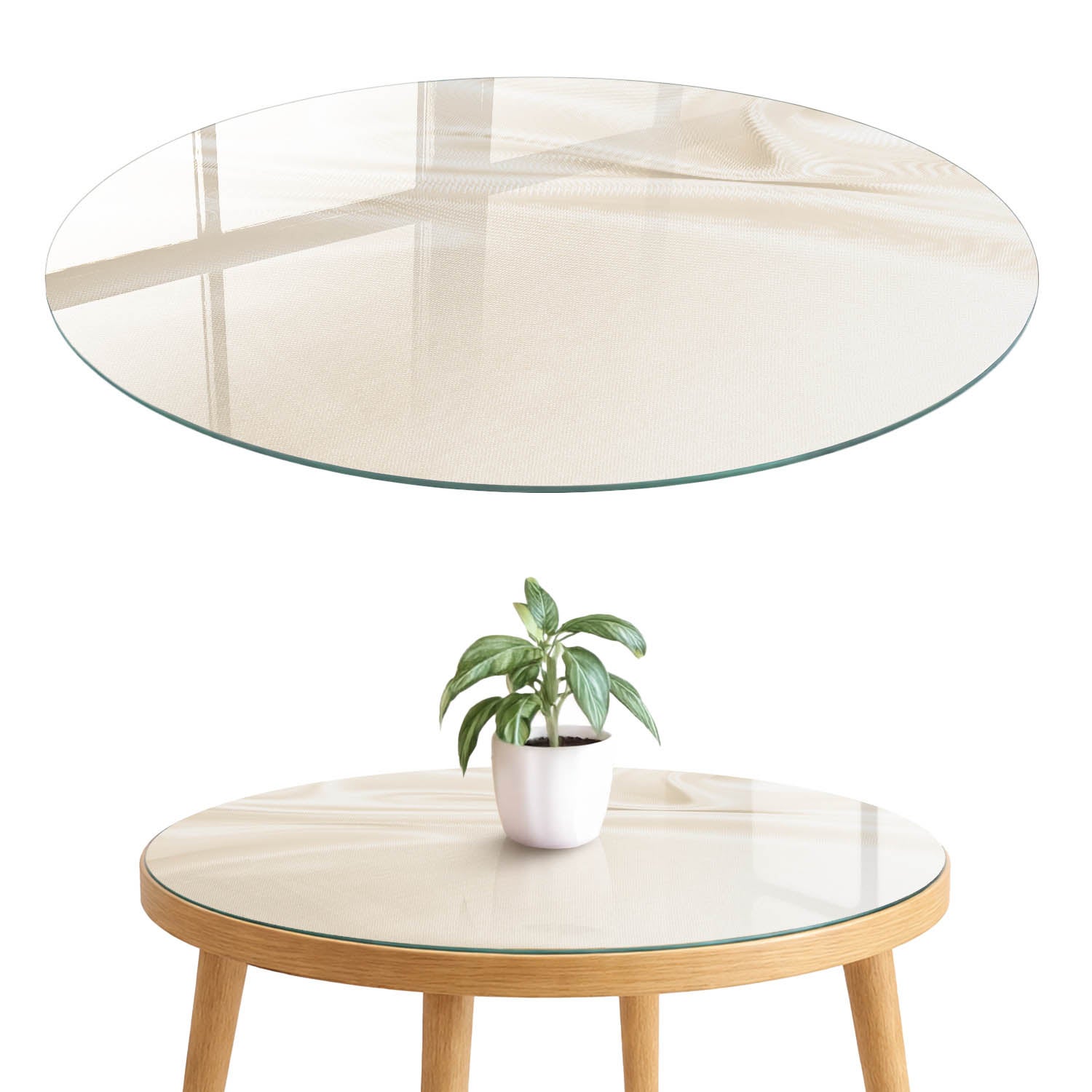 Blat szklany z grafiką i nadrukiem 4 mm - ochrona, dekoracja i metamorfoza mebli fi50 cm Kremowe fale