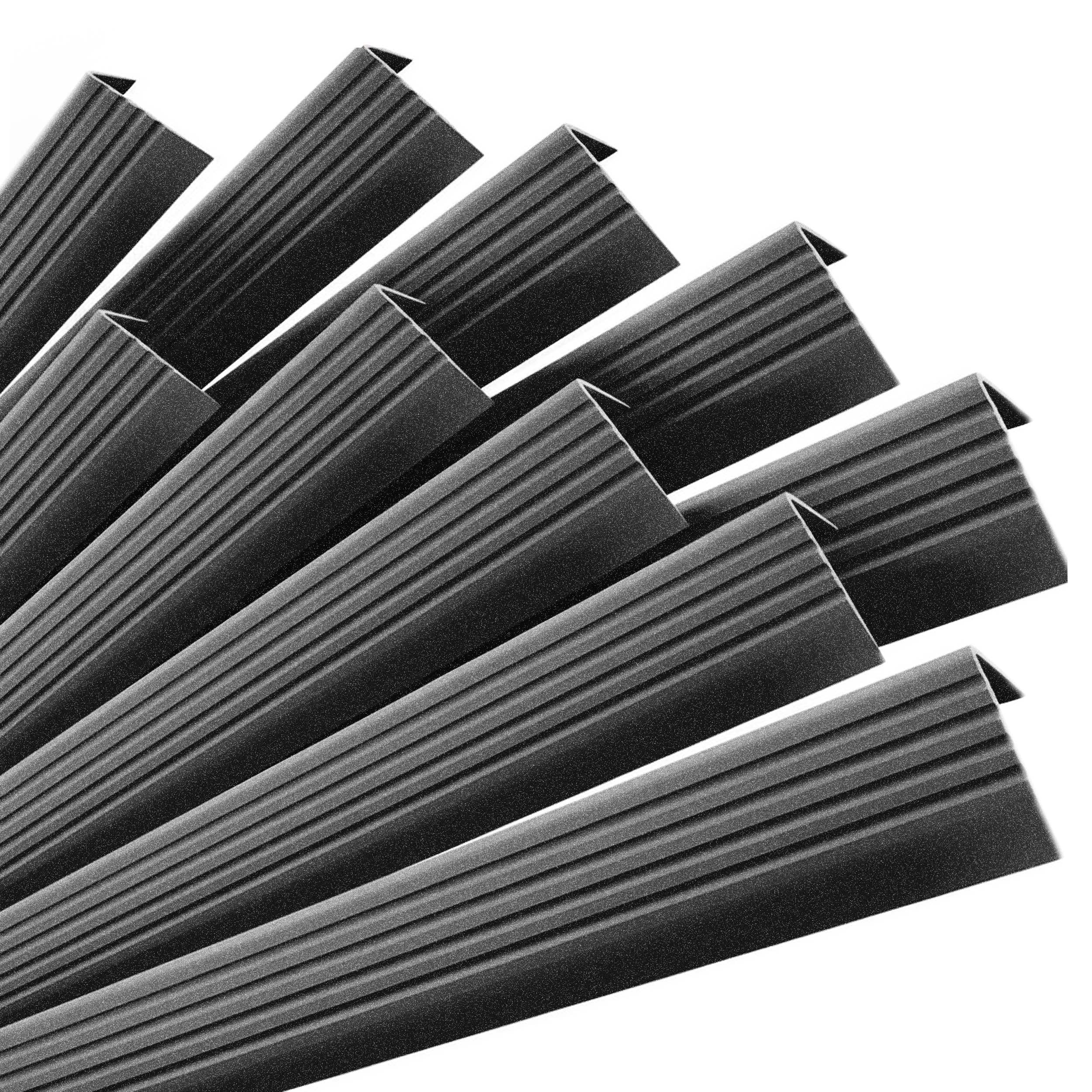 10x Profil schodowy samoprzylepny 50x42 mm PVC na krawędzie stopni z ryflowaniem - 100 cm, czarnysrebrny