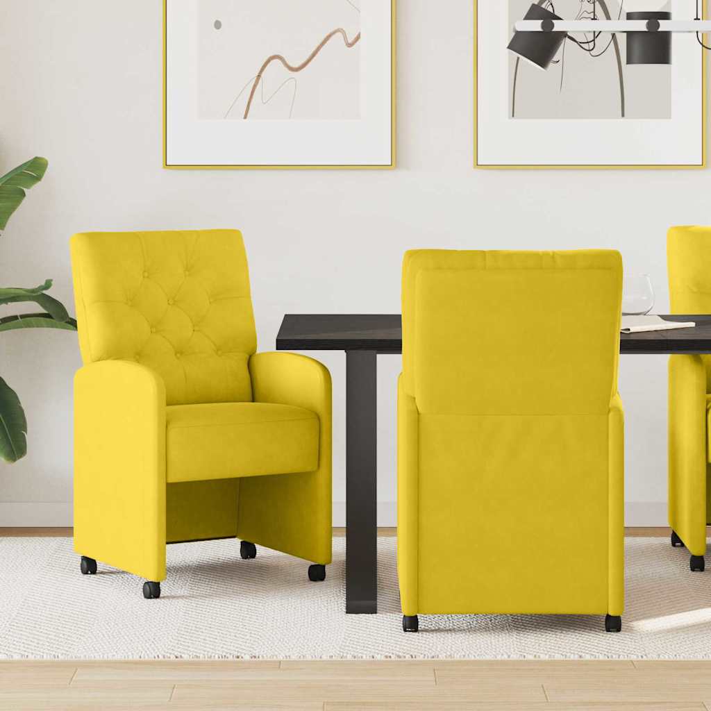 Krzesełka jadalne na kółkach 2 pcs Żółty 58 x 67 x 97 cm vidaXL