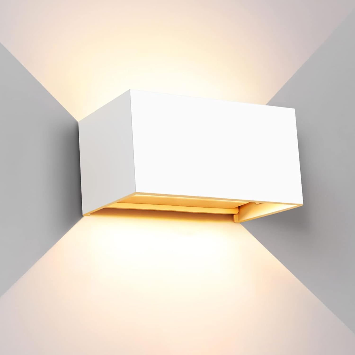 Nowoczesna lampa ścienna LED zewnętrzna, biała, wodoodporna, ciepłe białe światło, 20 x 10 x 10 cm – aluminium – regulowany kąt świecenia