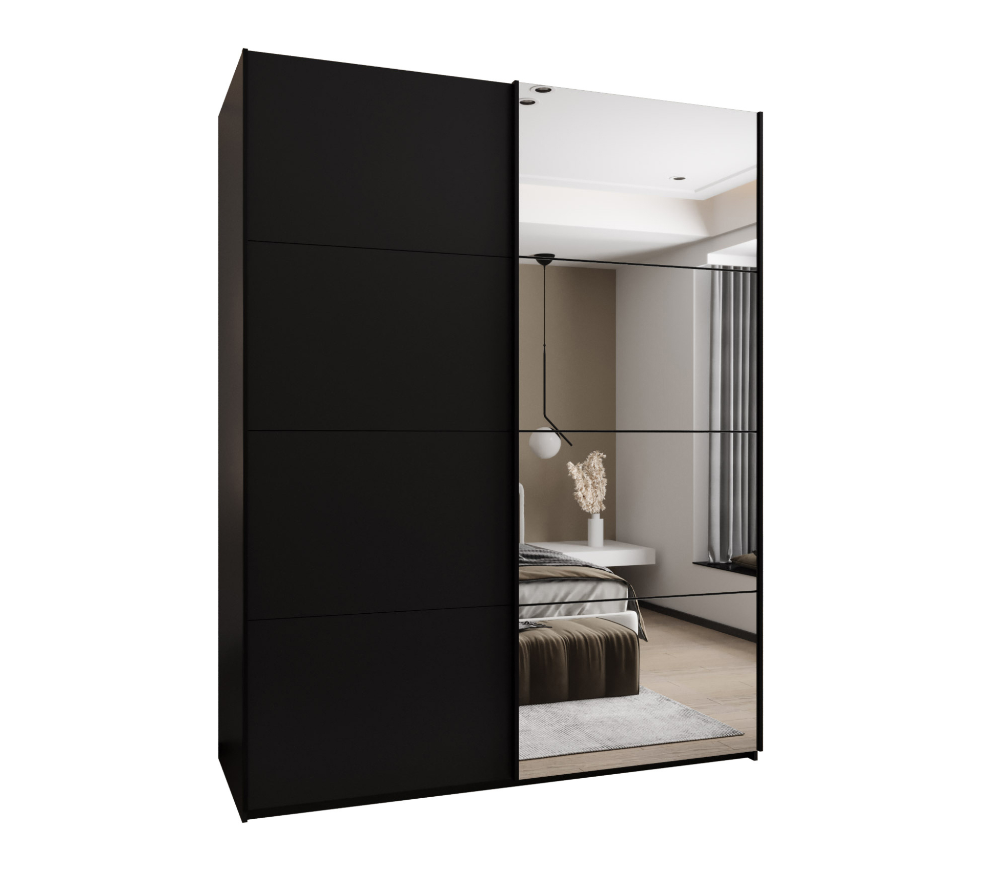 Szafa przesuwna wysoka Lux 3 190 x 64 x 245,5 cm czarny + czarny + u. czarny - Abiks Meble