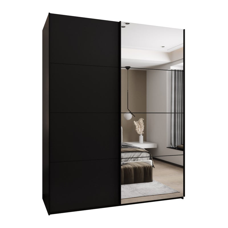 Szafa przesuwna wysoka Lux 3 190 x 64 x 245,5 cm czarny + czarny + u. czarny - Abiks Meble