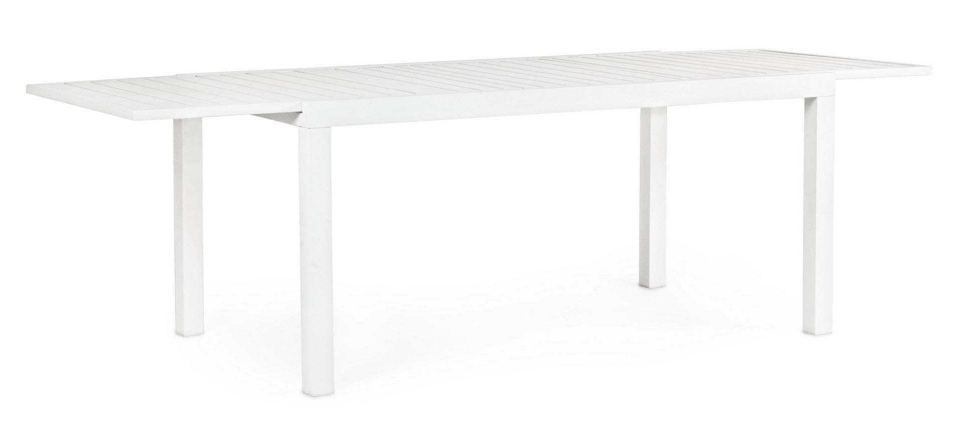 Rozkładany stół aluminiowy z listwami "Hilde" 160-240X90, biały, do wewnątrz i na zewnątrz