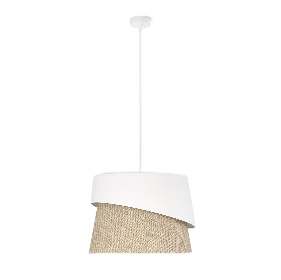 Lampa wisząca japandi beżowo-biała rattanowa asymetryczna 1xE27 15W CANVA Emibig
