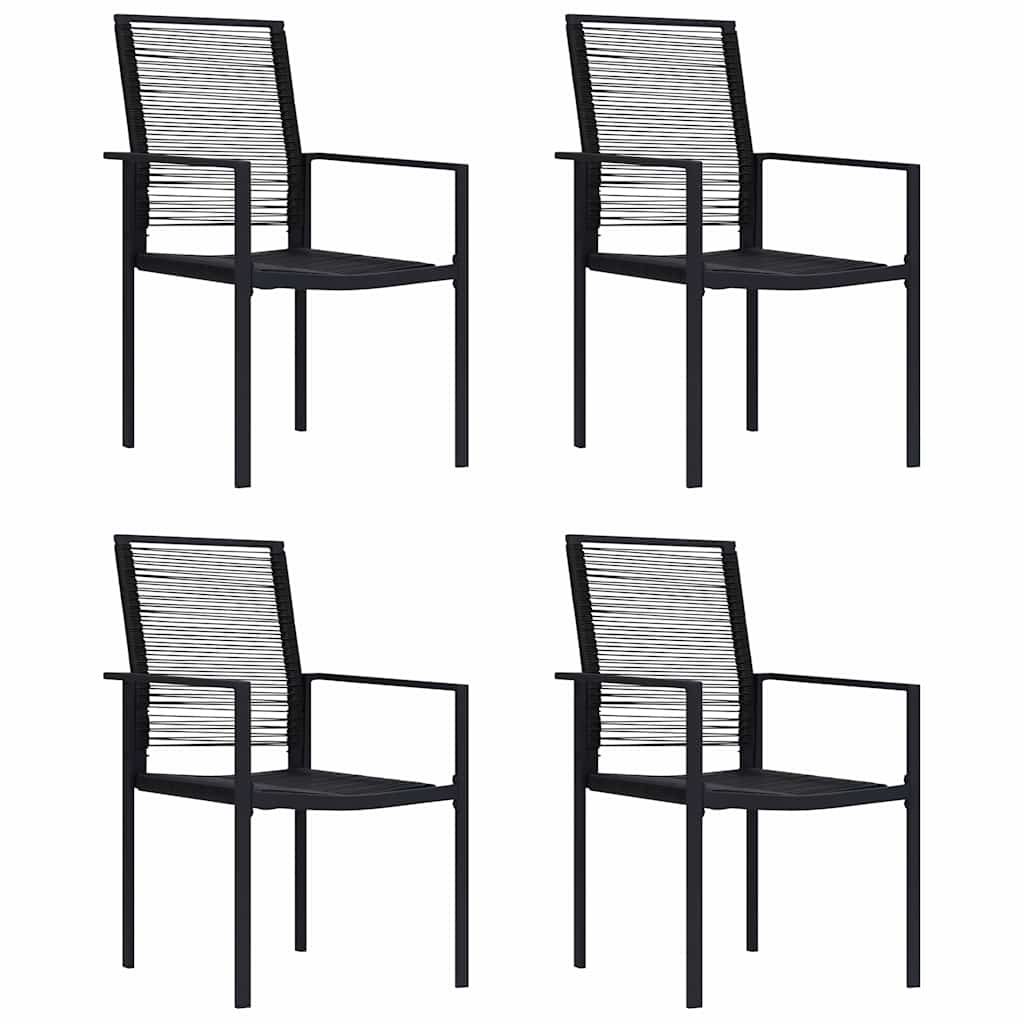 4x Krzesło Ogrodowe Czarne z Rattanu PVC z Podłokietnikami