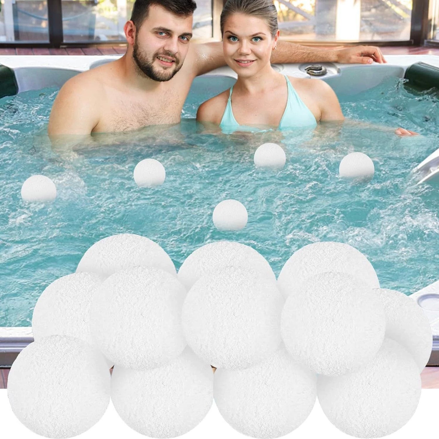 16 pływających gąbek 8 cm – absorbujące olej, wielokrotnego użytku, do spa, jacuzzi, basenu, filtrów i usuwania osadów oraz piany