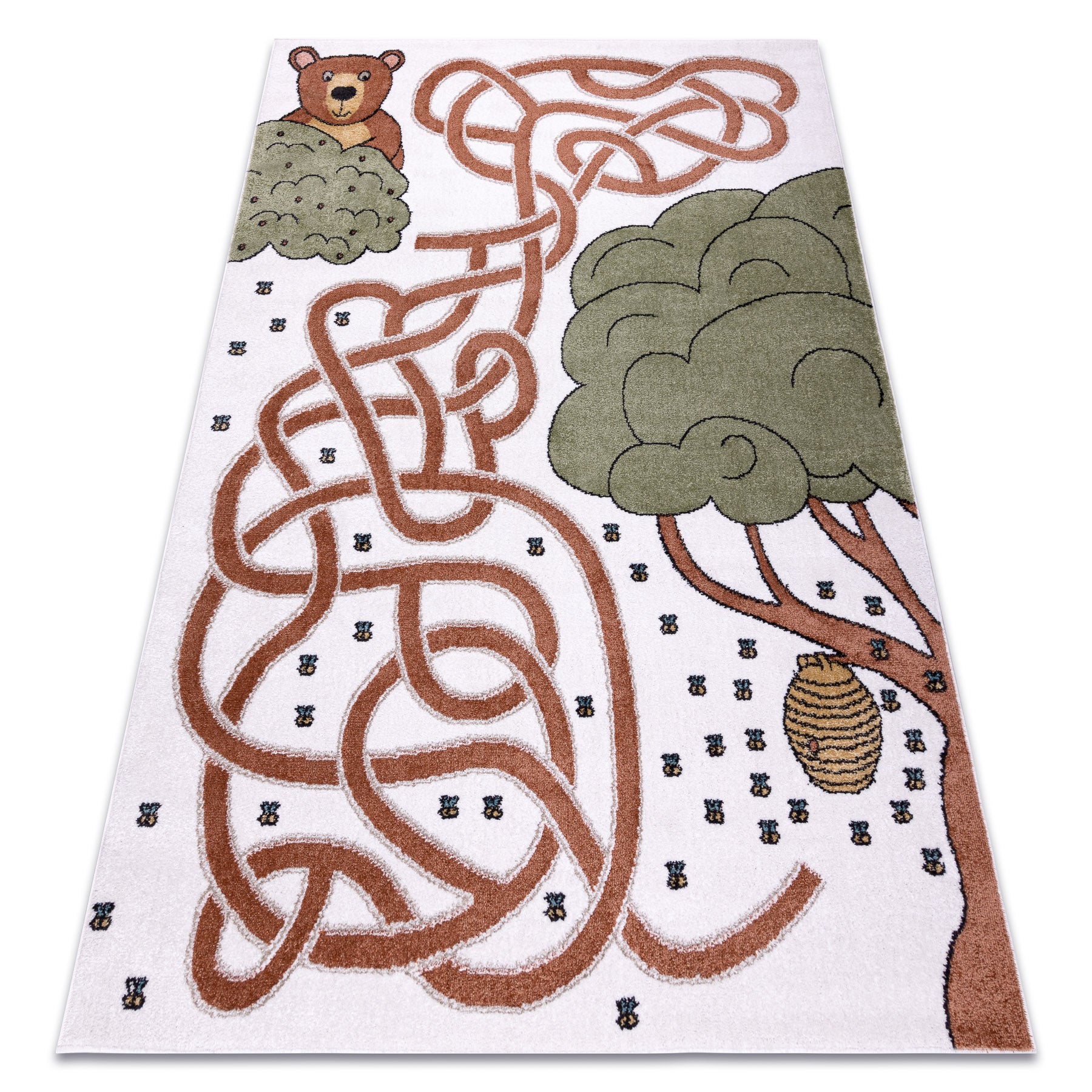 Dywan FUN Honey dla dzieci, niedźwiedź, pszczoły krem 160x220 cm