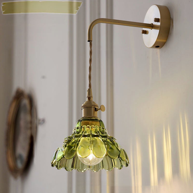 Nowoczesny kinkiet E27 Lampa ścienna nordycka retro odpowiednia do sypialni Salon Zielony (żarówka nie jest dołączona)