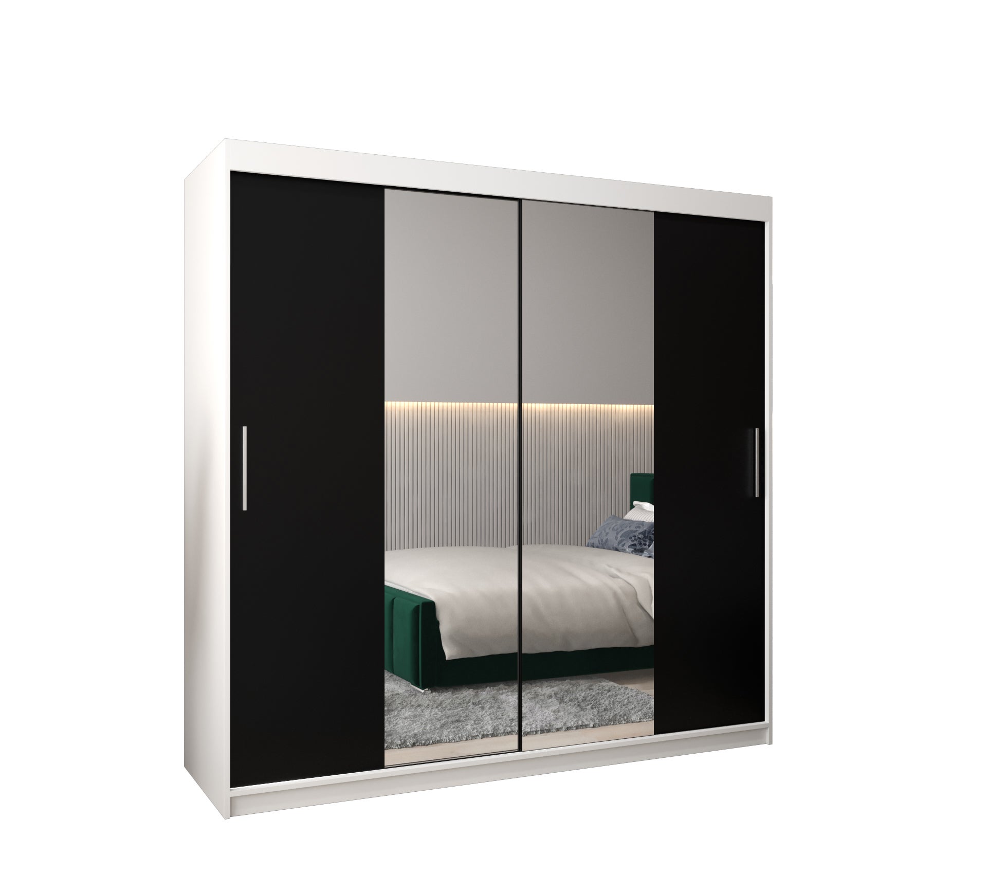 Szafa przesuwna garderoba TOKYO 1 200 x 62 x 200 cm Biały + Czarny - Abiks Meble