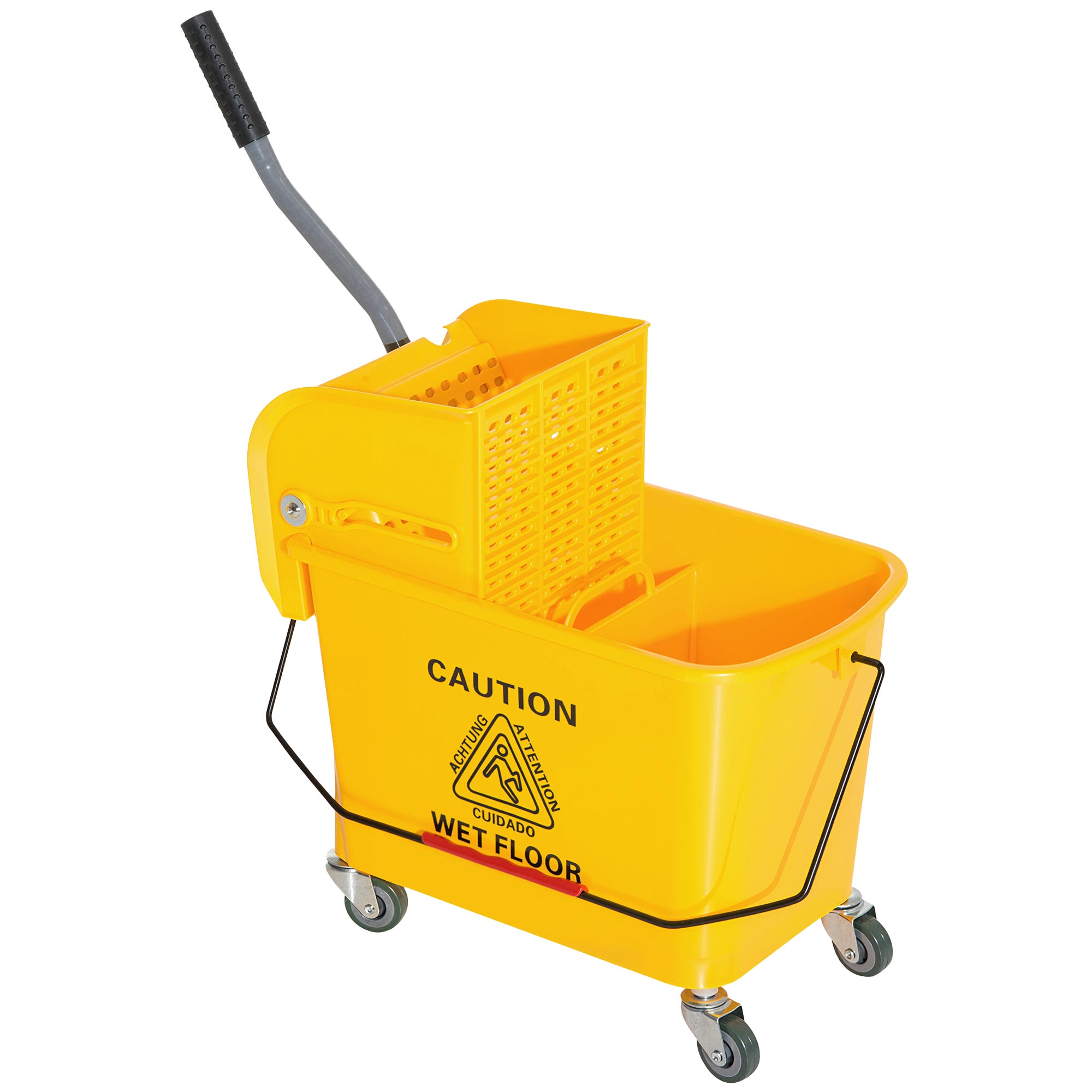 20L kompaktowy Mop Bucket na koła, z woda Separation panel - żółty