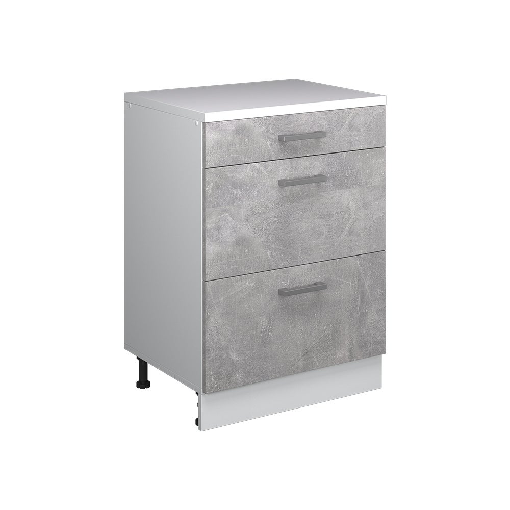 Vicco Komoda rozszerzająca Rion, Beton/Biały, 60 x 46 cm bez skosu z 3 szufladami