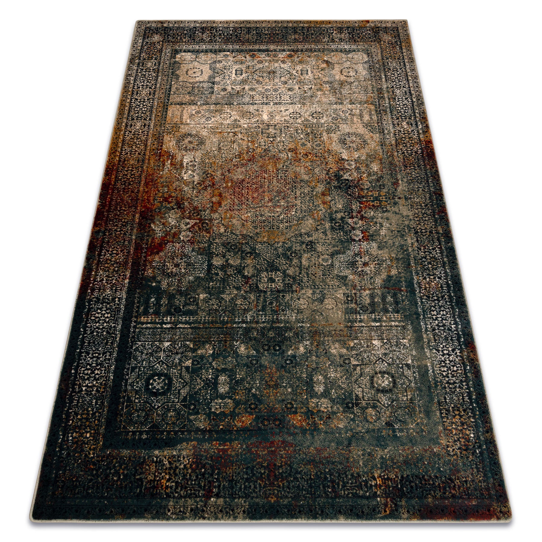 Dywan wełniany OMEGA MAMLUK Rozeta vintage szmaragd 200x300 cm