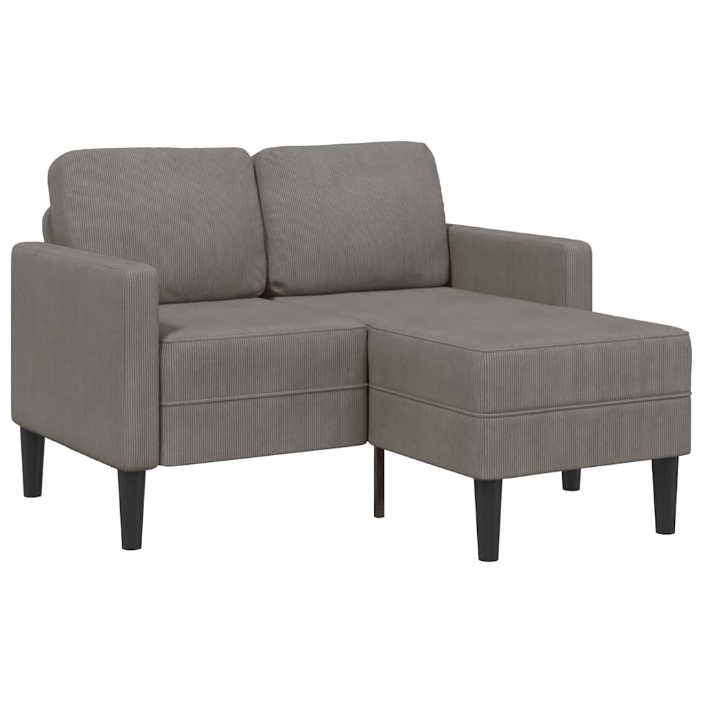 Sofa 2-osobowa z szezlongiem w kształcie litery L, jasnoszara