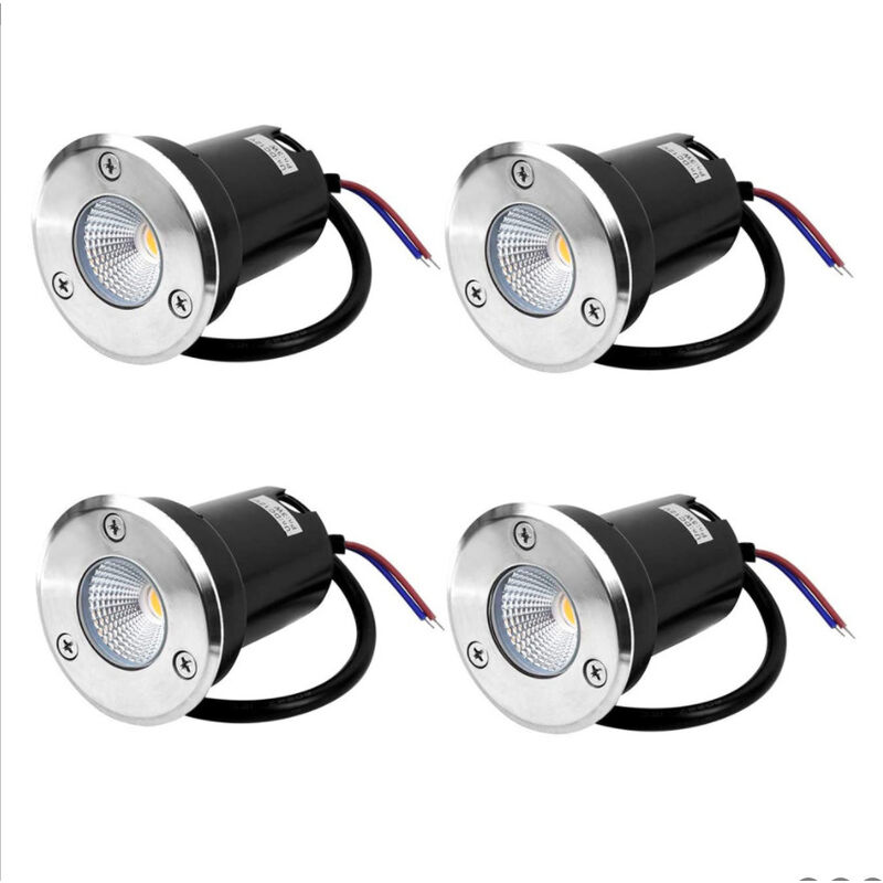 4-diodowy reflektor wpuszczany w podłoże, 5W zewnętrzna lampa podłogowa wpuszczana, nierdzewna, nośność do 800 kg, 12 V–24 V DC, okrągła biała stal ni
