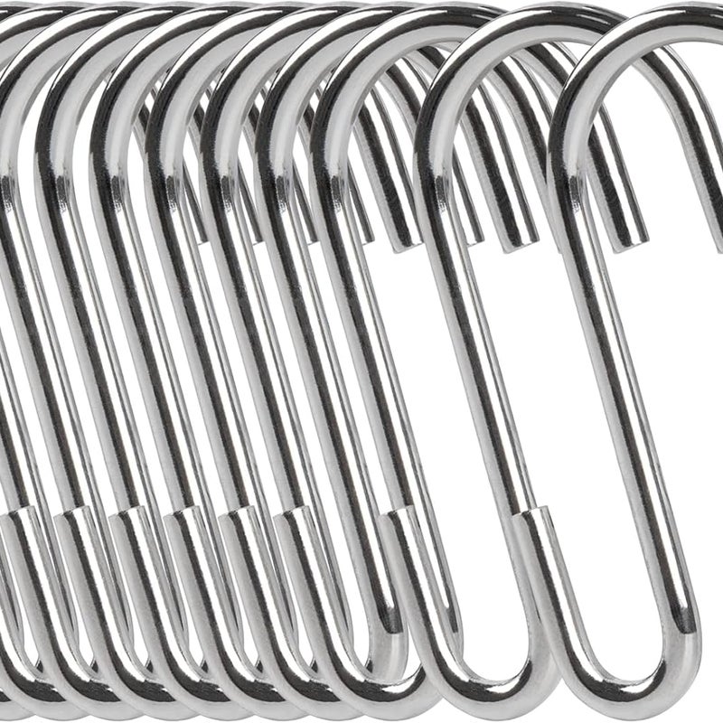 Wielofunkcyjne metalowe haki w kształcie litery S, 12 x 8 cm, srebrne haki w kształcie litery S, przemysłowej jakości, do zawieszania w kuchni i łazie