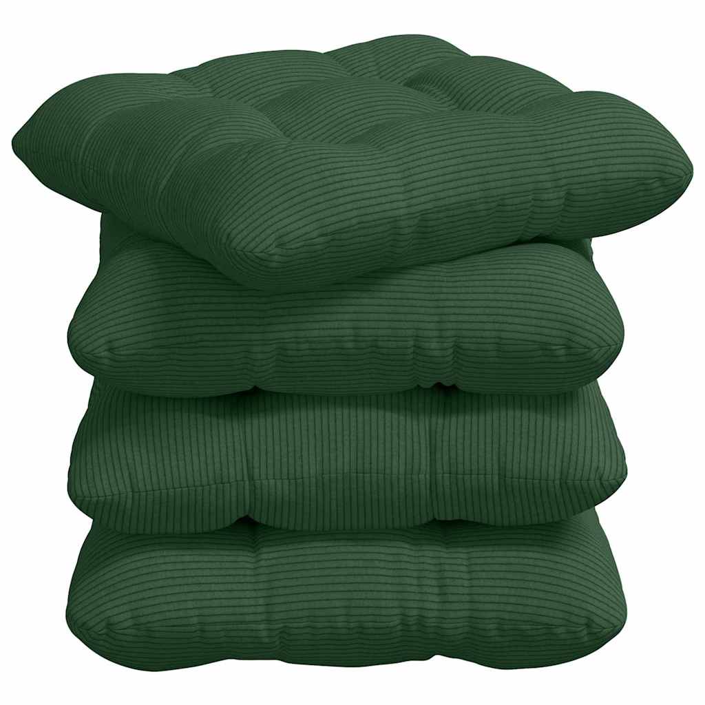 Poduszki na siedziska 4 pcs Tkanina sztruksowa Ciemnozielony