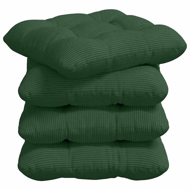Poduszki na siedziska 4 pcs Tkanina sztruksowa Ciemnozielony