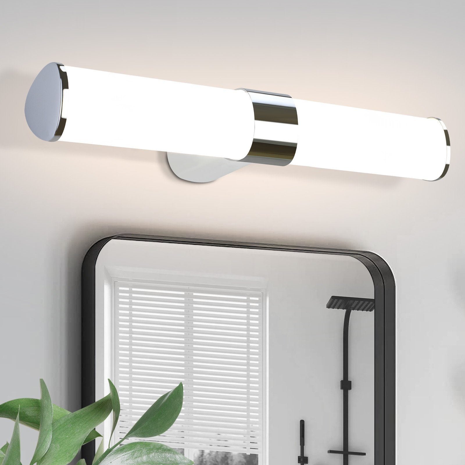 NETTLIFE Kinkiet lustrzany LED 8W chrom wodoodporny IP44 40CM biały neutralny 4000K