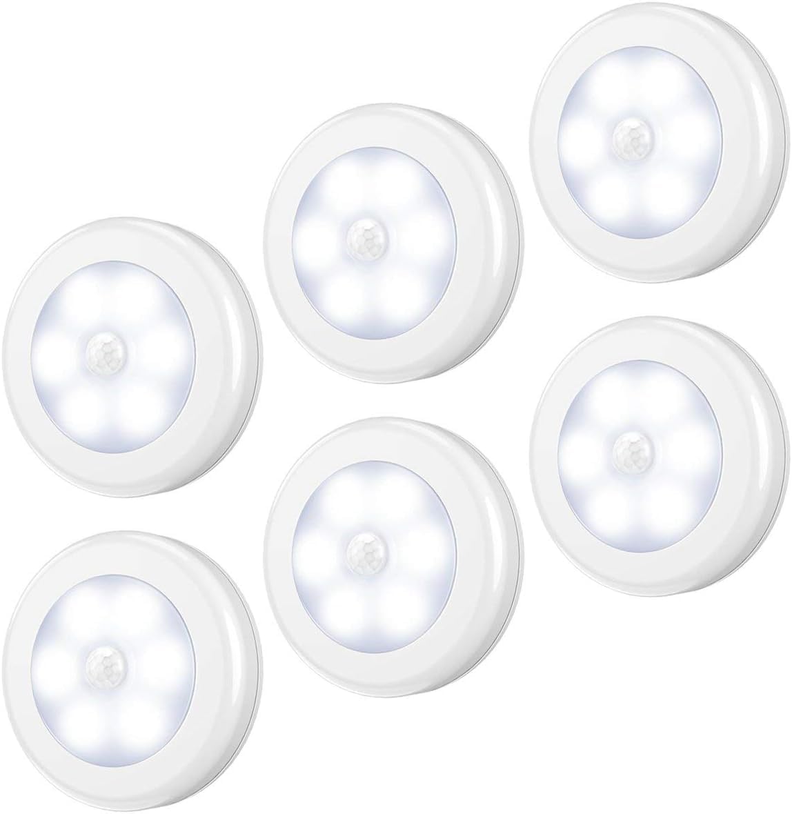 Lampka nocna LED z czujnikiem ruchu, opakowanie 6 sztuk, automatyczne włączanie/wyłączanie magnetyczne z podkładkami samoprzylepnymi, do sypialni