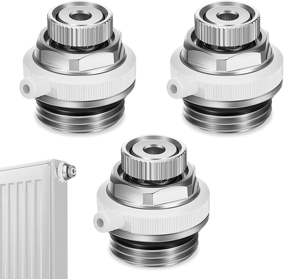 Automatyczny zawór odpowietrzający do grzejników, 3 sztuki, zawór odpowietrzający BSP 1/2", mosiężny automatyczny odpowietrznik, zawór odcinający