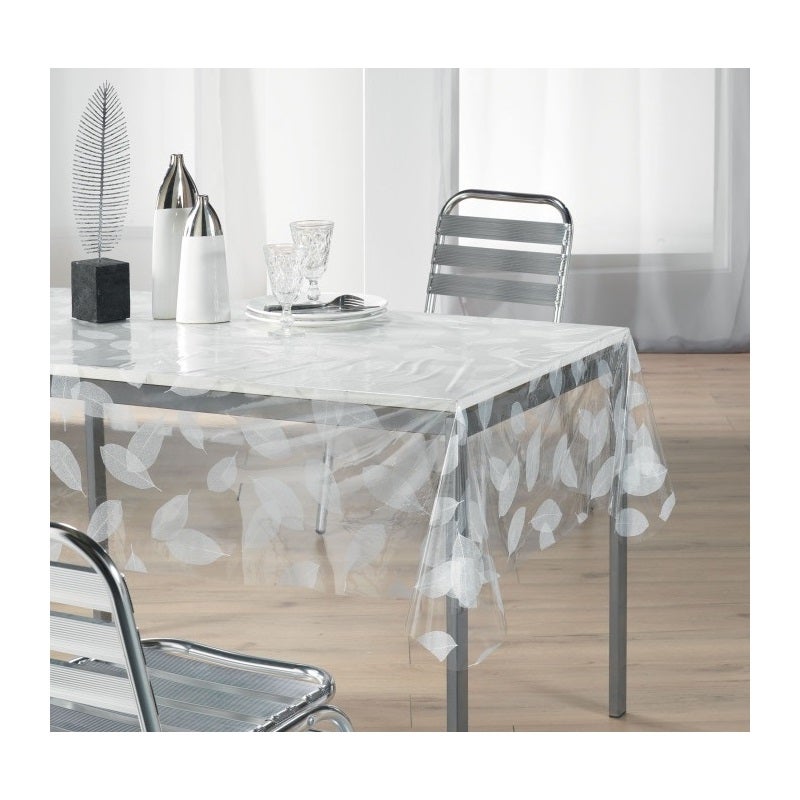douceur d'Intérieur 1710329, Tovaglia Trasparente Rettangol , 140 X 240 Cm , Feuille , Cristal Stampato , Bianco