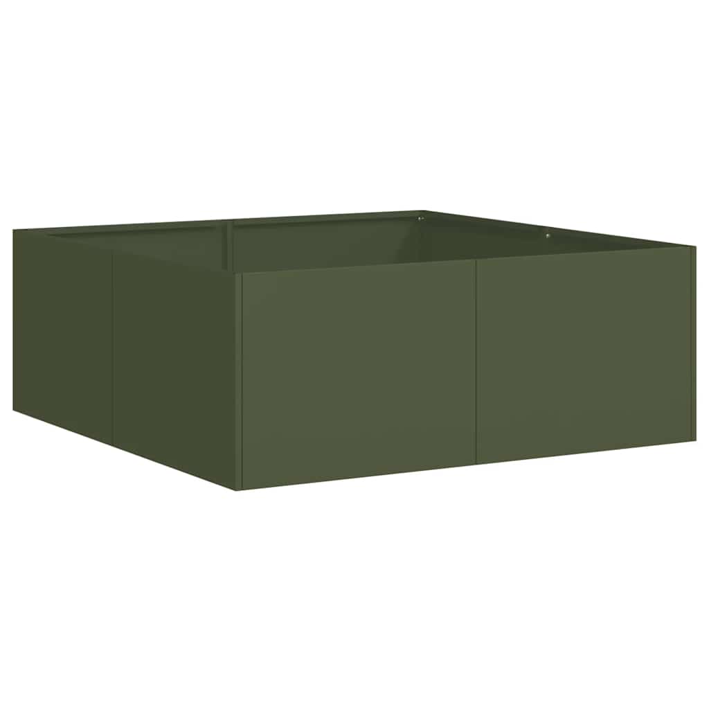Donica Ogrodowa Stalowa 80x80x30 cm Oliwkowo-Zielona na Kwiaty na Zioła