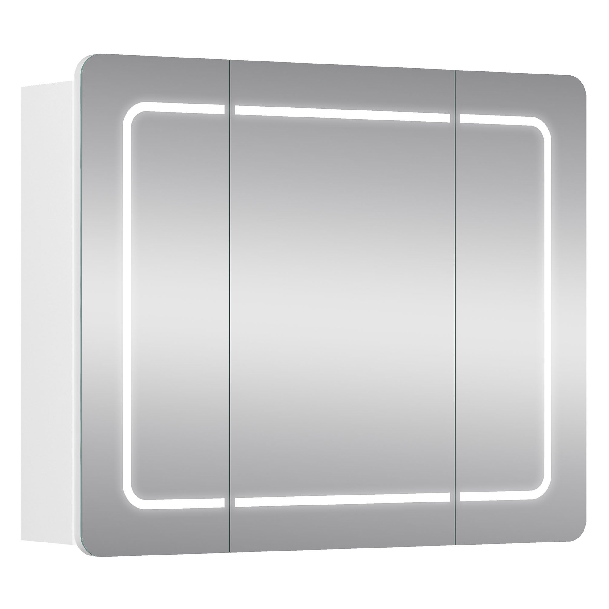 Szafka łazienkowa lustrzana wisząca z lustrem oświetleniem LED biała 80 cm