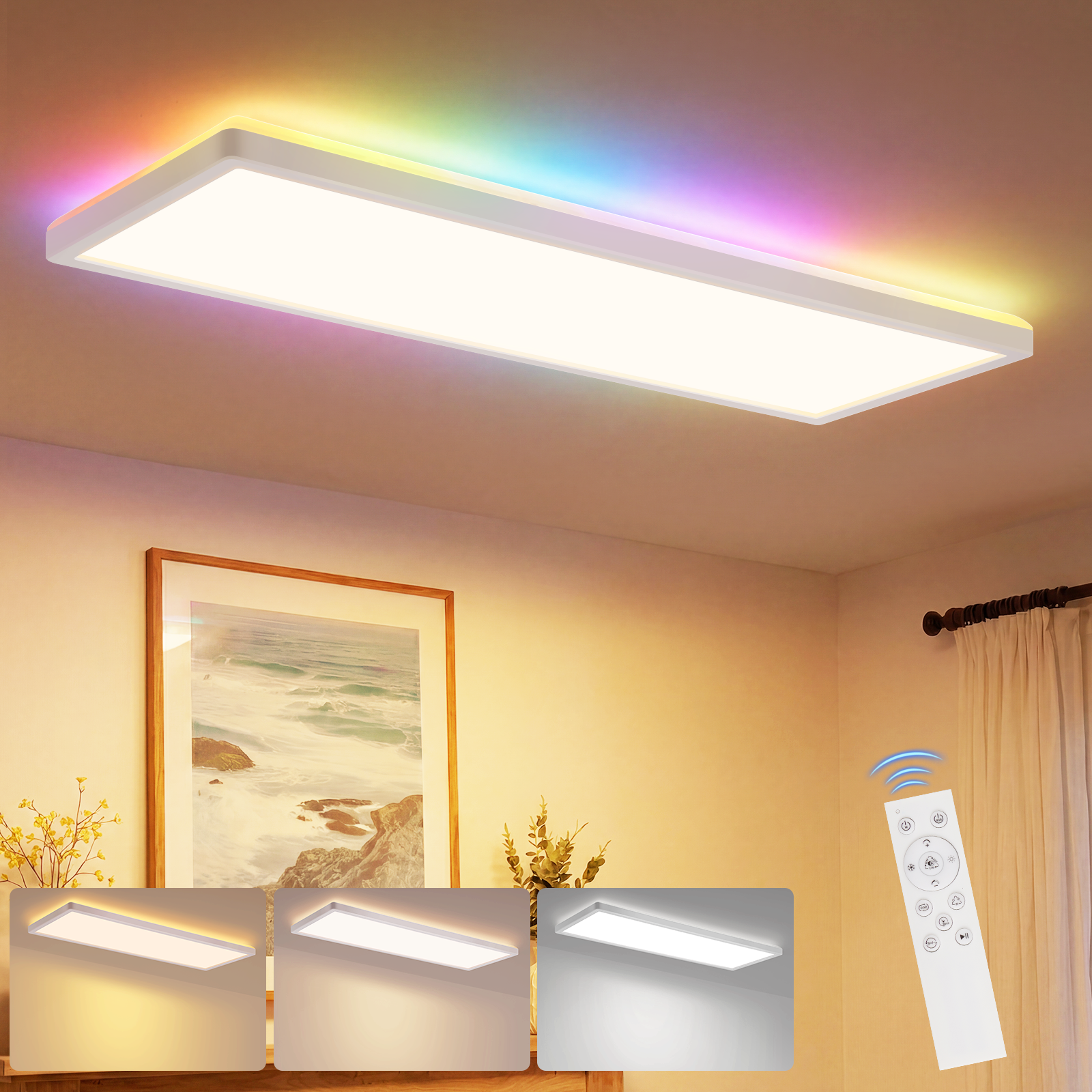 Nettlife – Panel LED 58x20 RGB 22W z możliwością ściemniania, kolor czarny, Klasa C