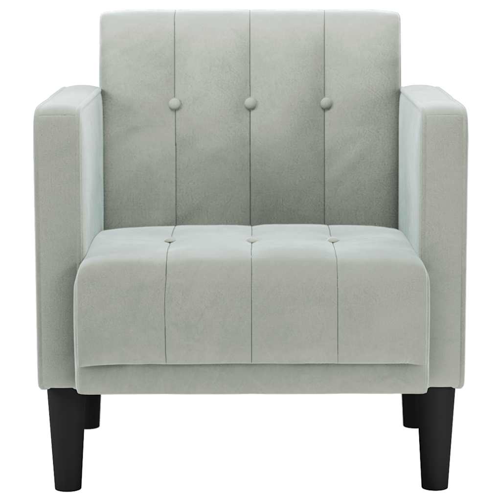 Sofa Fotel z Podłokietnikami Jasnoszary 53 cm Aksamit